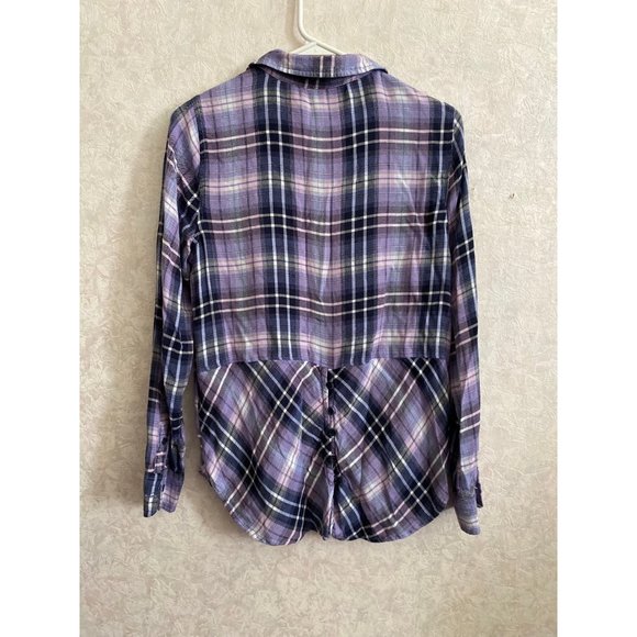 Lucky Brand women’s small purple plaid button down top - Picture 4 of 5